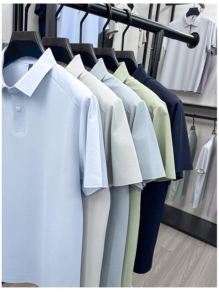2026 Herren Sommer Kurzarm Kühl Sonnenschutz Poloshirt - Lässig und Vielseitig Einfarbige für Pendler mittleren Alters