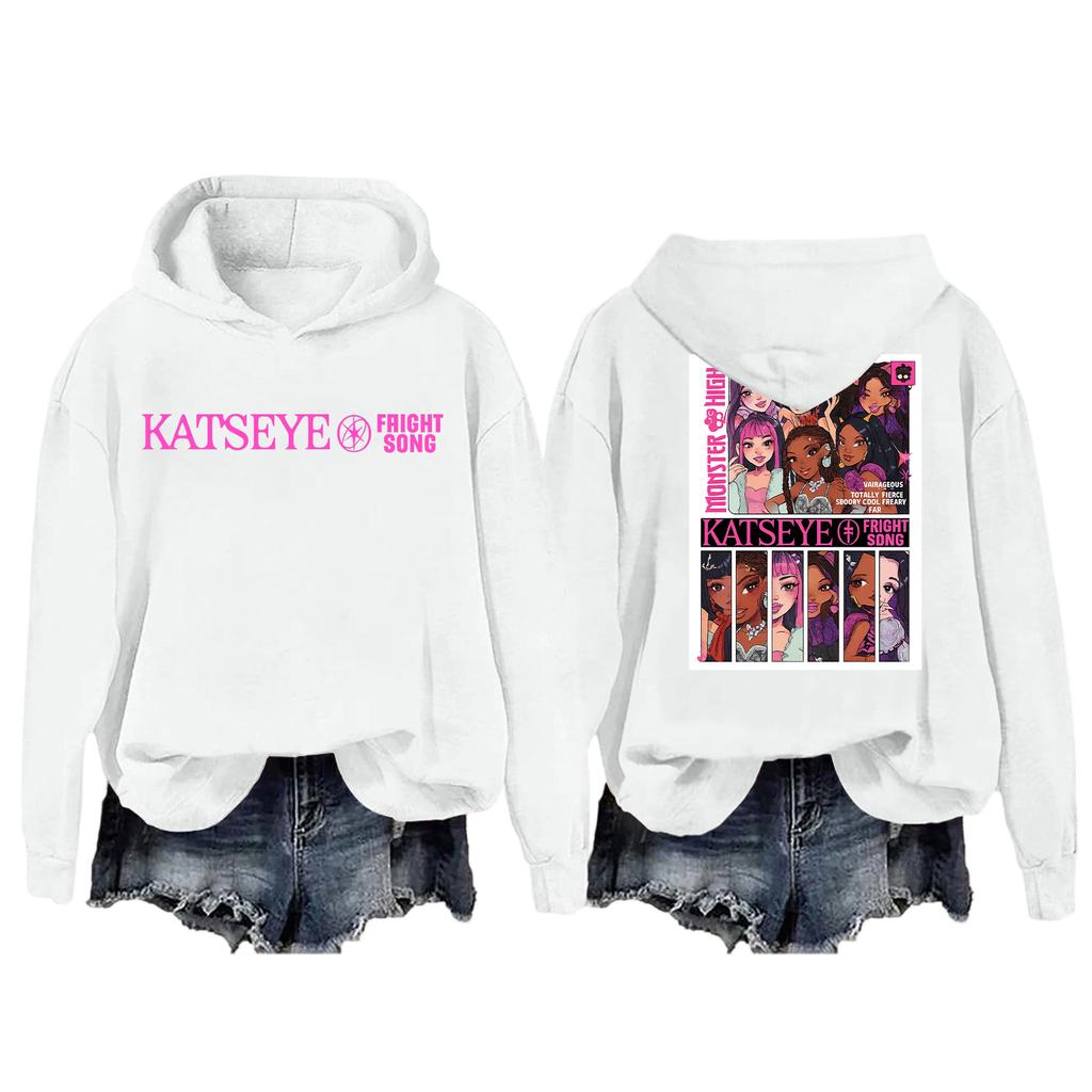 Mote Casual Langermet Løs Trykket Pullover Sport Langermet Hettegenser for Kvinner