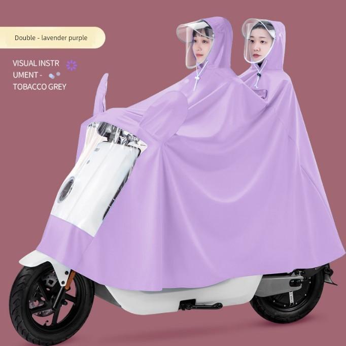 Electric Scooter Raincoat for Adults, Single or Double Rider, Outdoor Riding Motorcycle Rain Poncho with Double Brim, Electric Vehicle Rain Poncho