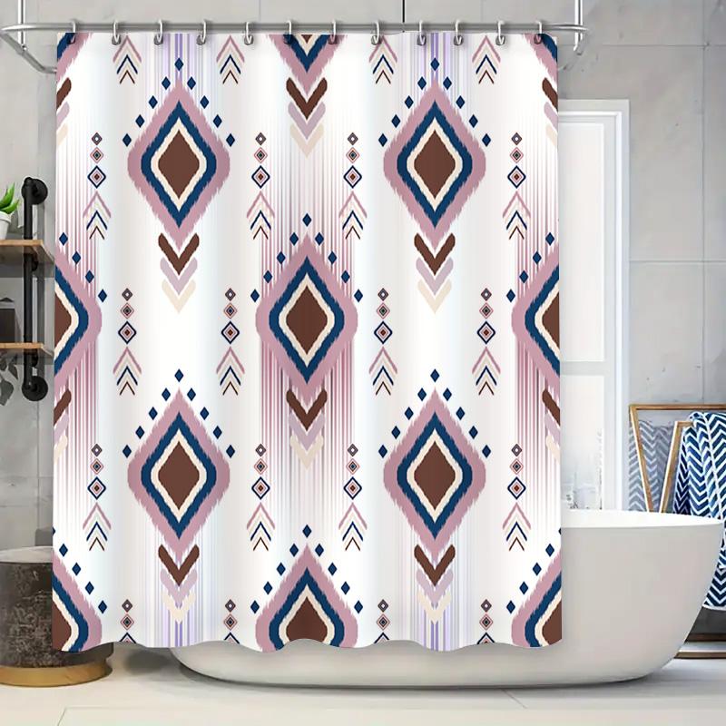 

Blue Brown White Geometric Bathroom Shower Curtain Decorative Waterproof Fabric For Bathtub Home Accessories Customizable Size O W60H190(CM)-1 Pcs