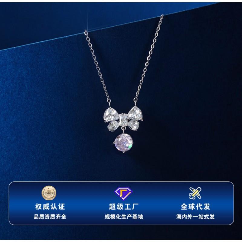 Sweet Bow Bling Zircon Necklace Choker Women Luxury Small Design