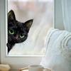 Realistic Black Cat Peeking Through Window Static Cling Glass Sticker Cute Healing Home Decor