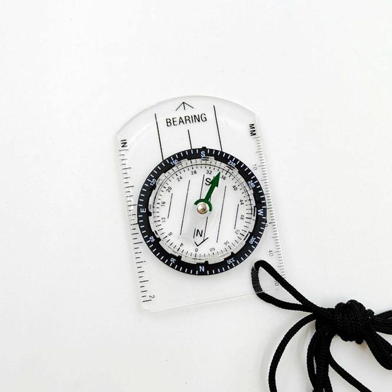Clear Mini Acrylic Map Scale Compass with Lanyard - Portable Multifunctional Navigation Tool