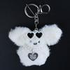 Handmade Rabbit Keychain with Glasses Bunnys Heart Charm Keyring for Women Plush Key Chain Pendant Car Bag Ornament
