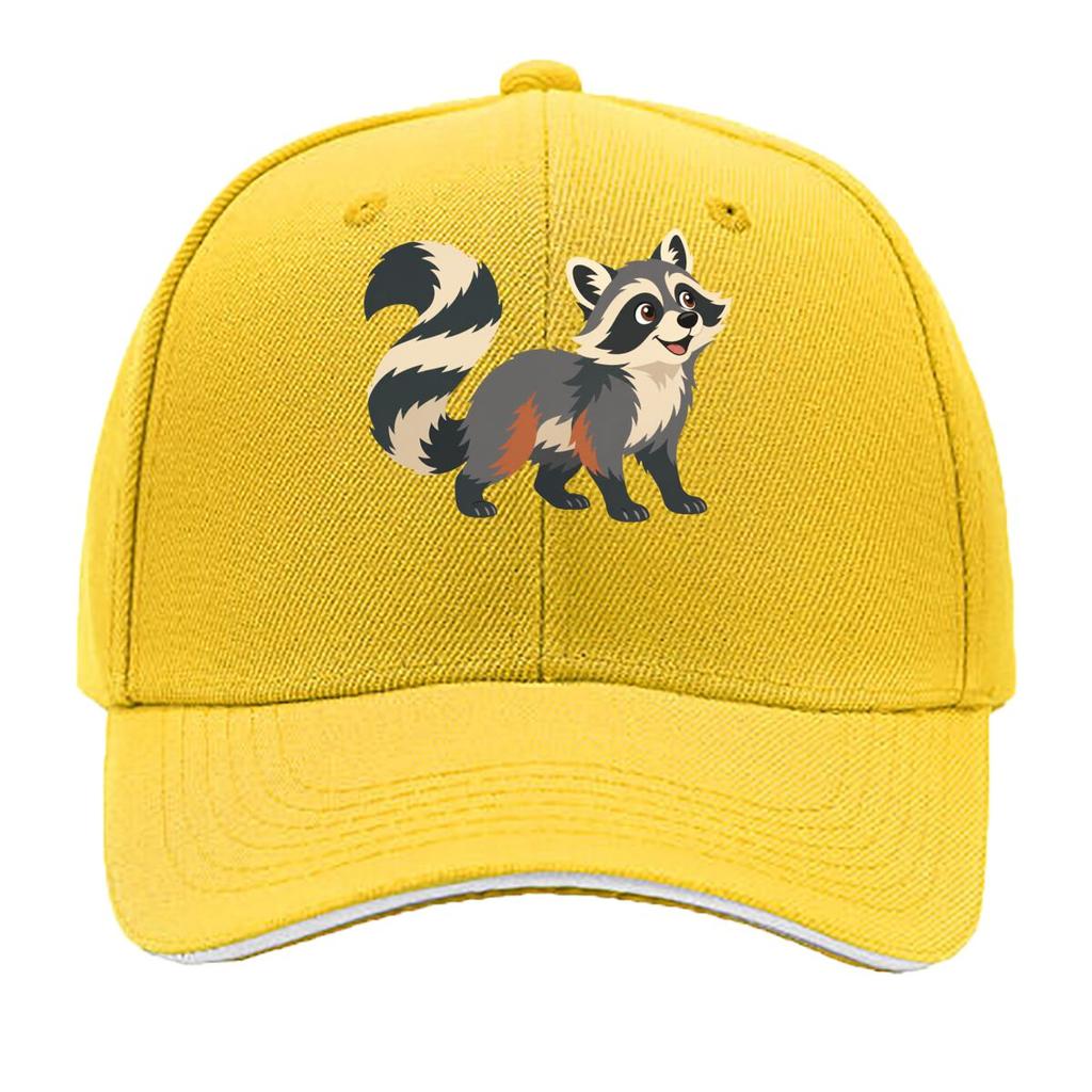 Playful Woodland Raccoon Mascot Illu Sandwich Baseball Cap Sun Cap Outdoor Workouts Hat