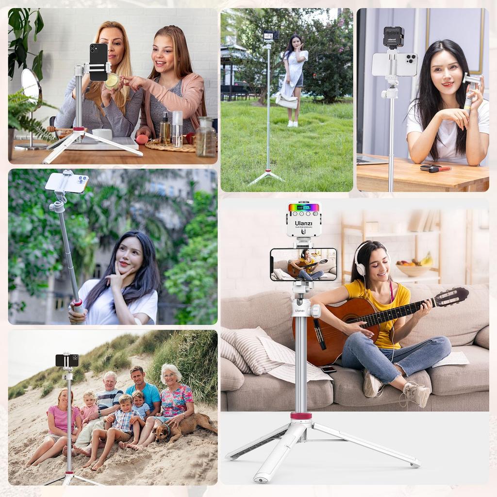 Ulanzi Smartphone Camera Smartphone Clip Telescopic Ball with Cold Compatible with iPhone Action and White MT-44 Tripod, Tripod, Tripod, 147cm, 2-in-1