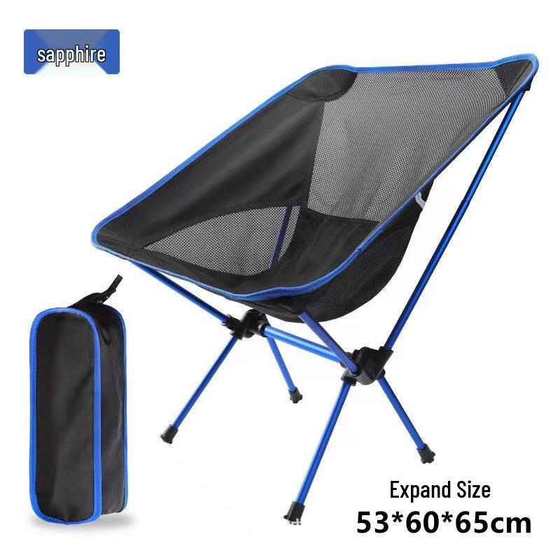 Ultraleichter tragbarer faltbarer Mondstuhl aus Aluminiumlegierung mit Rückenlehne für Camping im Freien