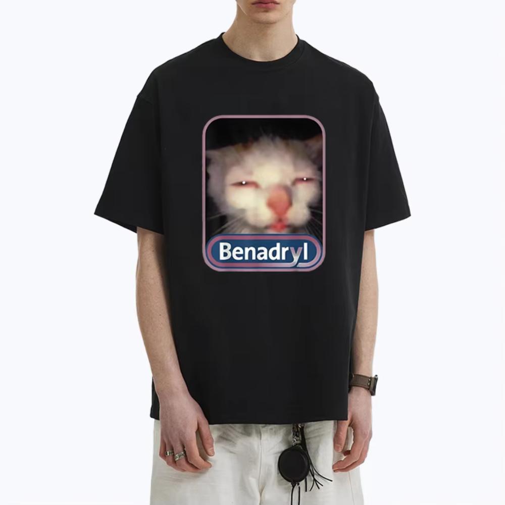 

Hot Cute Kawaii Benadryl Meme Cat Funny Oversized T-Shirt Hip Hop Cotton Men Women Streetwear Short Sleeve Printed Male T-shi... S разноцветный