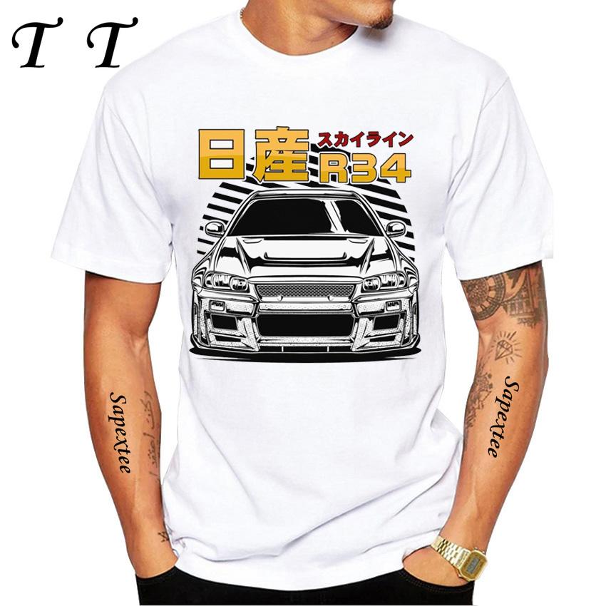 Tričko s ilustrací Skyline R34 GTR V Spec Half Front Nové Letní Pánské Krátký Rukáv Japonské Klasické Auto Ležérní Chlapecké Trička Topy