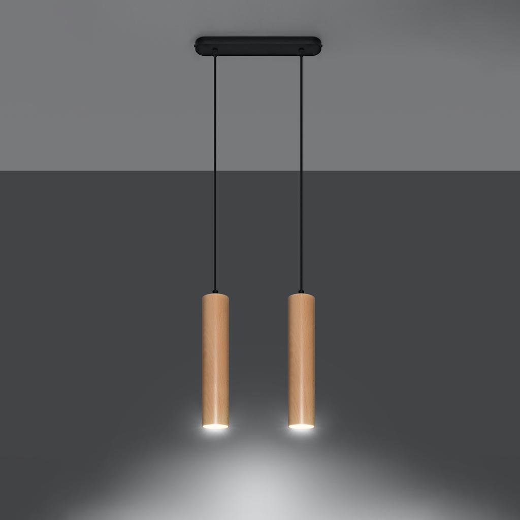 Lampa Wisząca Lino 2 Gu10 Naturalne Drewno Wood Sollux Sl.0637