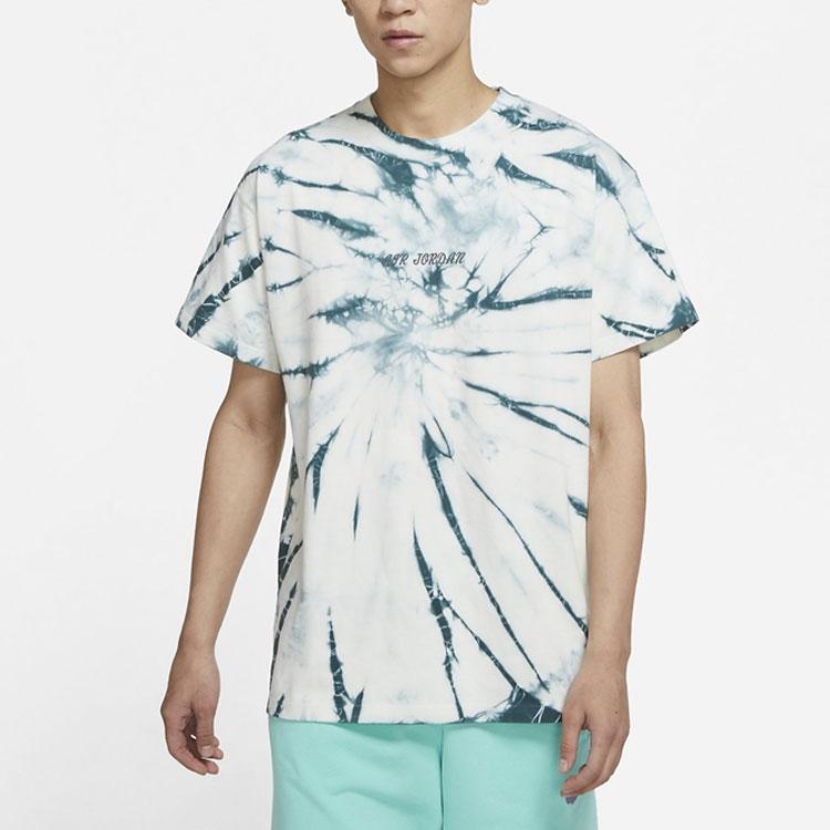 Air Jordan Tie-Dye Print Loose Knit Short Sleeve T-shirt Men Tops Pine-Green DQ3903-101