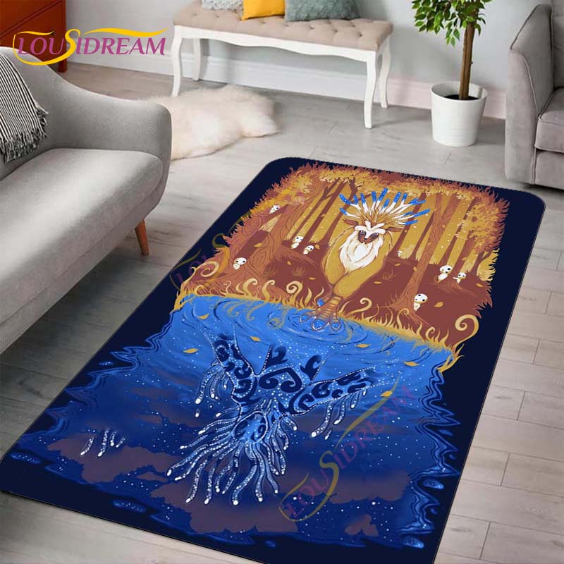 Princess Mononoke Area Rugs 3D Cartoon Pattern Art Print Rug Large Carpet Rugs for Living Room Bedroom Anime Cute Floor Mats