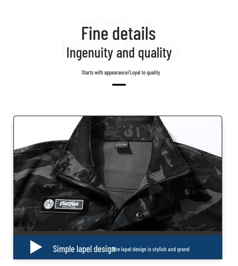 Completo Tuta Mimetica Elasticizzato: Abbigliamento da lavoro unisex, resistente all'usura e traspirante, perfetto per la primavera e l'autunno, tattico e per la protezione del lavoro.