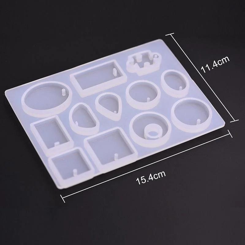 12 Designs Cabochon Silicone Mold Necklace Pendant Resin Jewelry Making Mould DIY Hand Craft