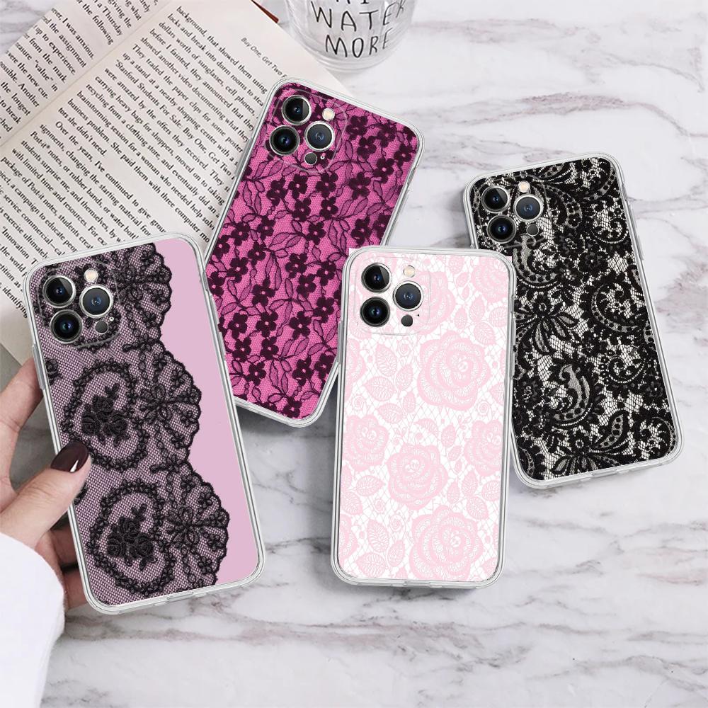 Lace Style Cool Girl Phone Case For IPhone 16 15 14 13 12 Mini 11 Pro XS Max X XR SE 6 7 8 Plus Soft Silicone Cover