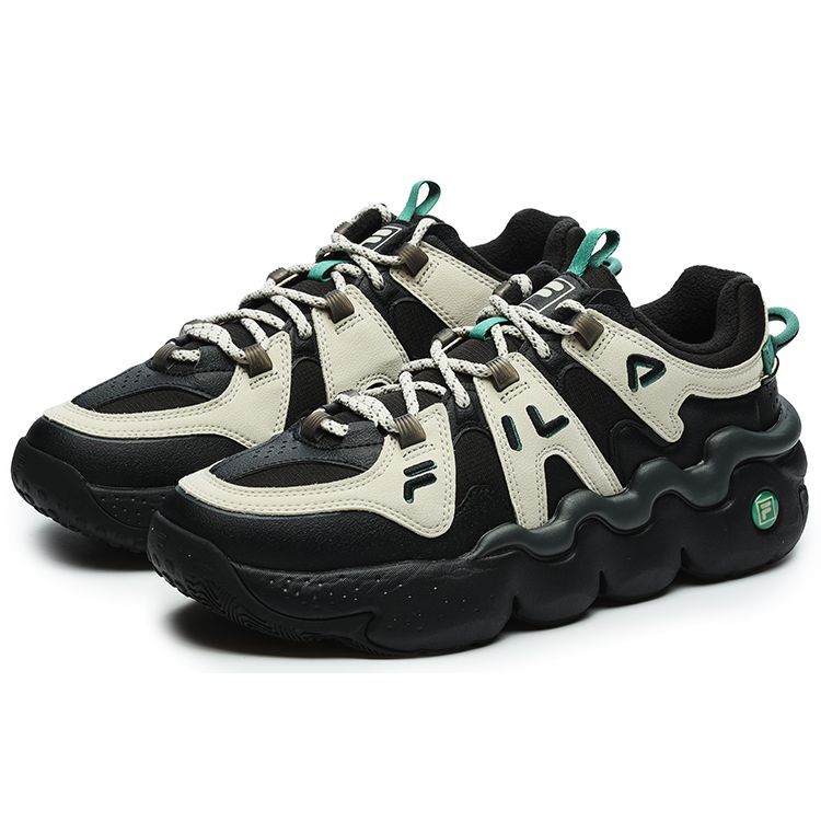 Fila Panini Casual Fashion Sports Versatile Comfortable Fleece Low-Top Retro Basketball Shoes Men Sneaker Black Oatmeal F12M242127FBO