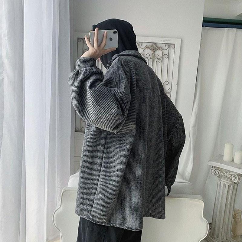 Style Vintage Solid Color Jackets Men's Clothing Long Sleeve Autumn Turn-down Collar Loose Casual Single-breasted Coats