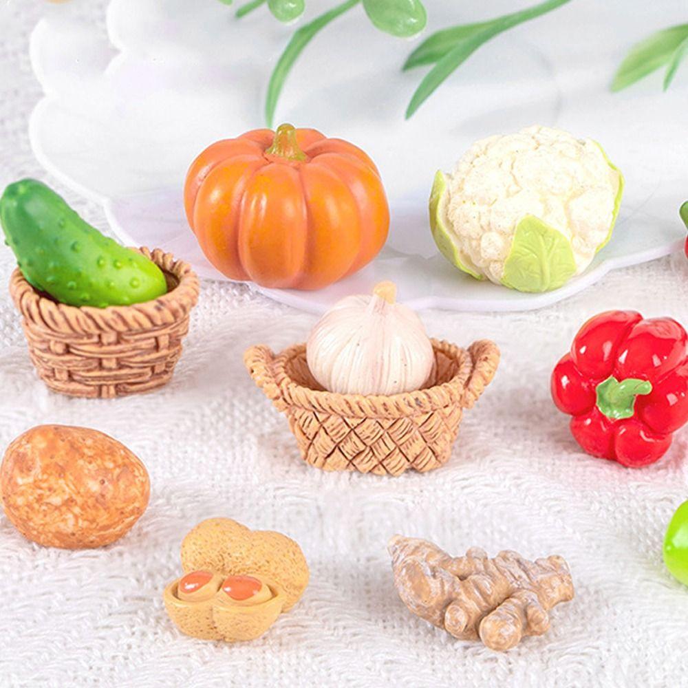 Mini Simulation Vegetable Basket Resin Crafts Vegetable Model  Wedding Party
