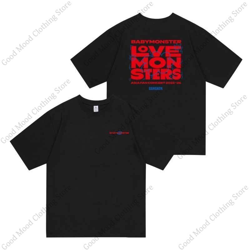 BABYMONSTER T Shirt LOVE MONSTERS Concert Japan Thailand Same Print Tshirt Unisex Women High Quality Cotton Short Sleeve Tee Tops