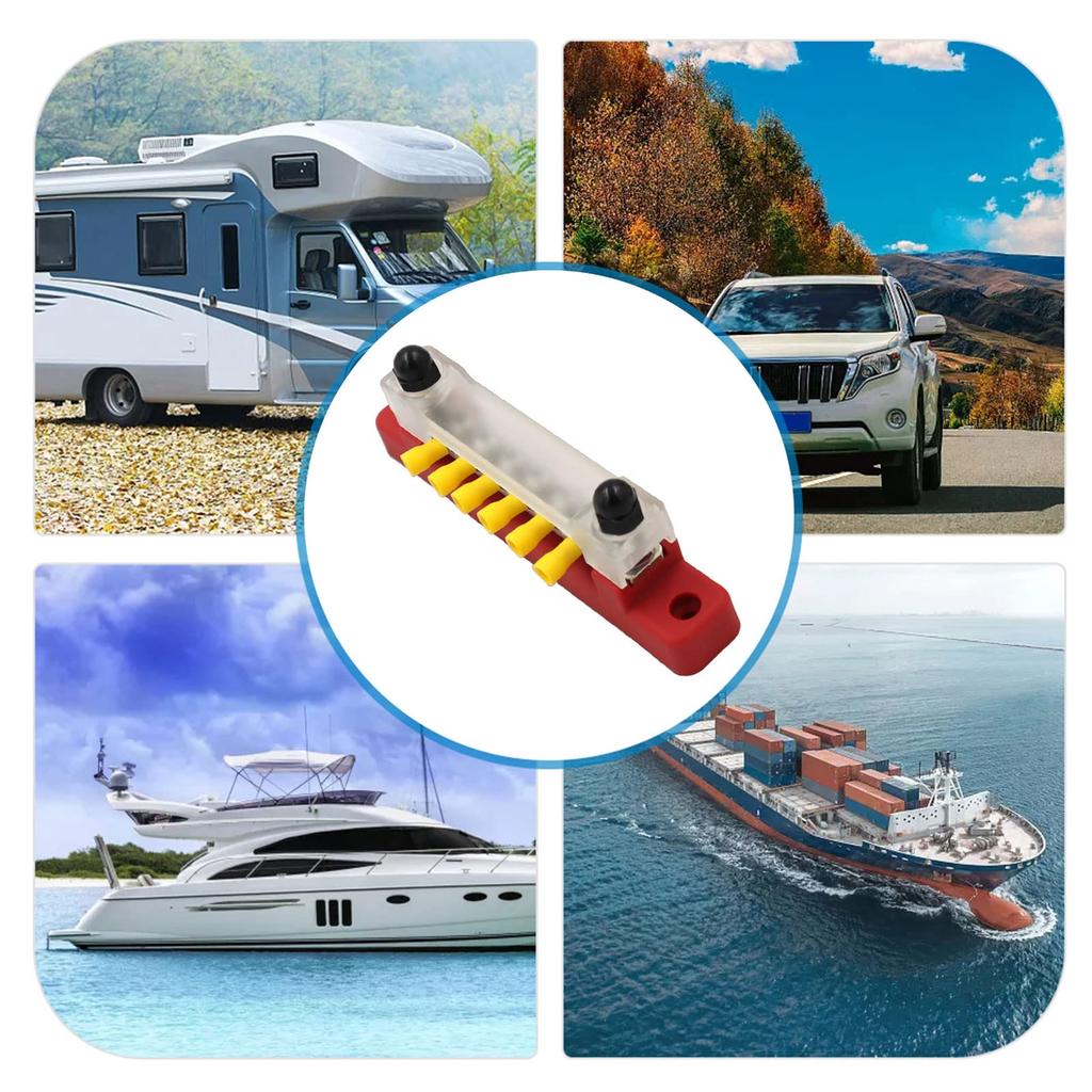 6-polig 12-polig 150A bussskeneblock med lock, enradigt kraftfördelningsblock Distributionsblock med klämmor för bil, båt, marin, husvagn, yacht