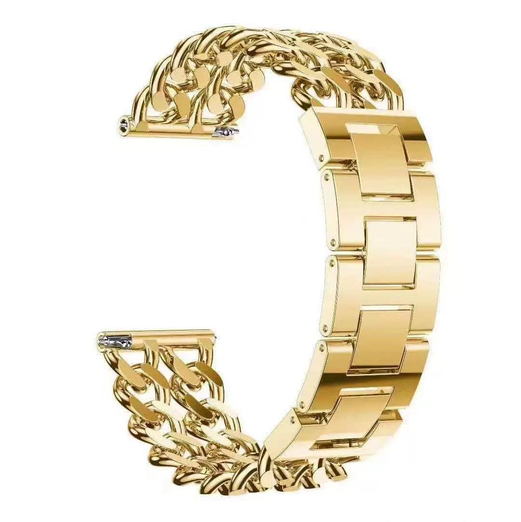 Compatible with Samsung Watch 5/6/7/8 & 7 Ultra, Stylish Metal and Denim Chain Double-Row Watch Strap for Huawei 3/4/5/6.
