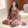 Pajamas Women'S Winter Three-Layer Thickened Velvet Woven Pure Cotton Padded Cotton Winter Padded Jacket Homewear Warm Suit