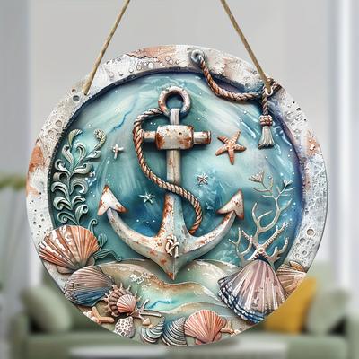 Ancora a Guscio Piatta 2D da 20 cm Decorazione da Parete in Legno Oceanica - Ancora Universale Decorazione in Legno per le Feste, Decorazione per la Casa, Cartello di Benvenuto Decorazione per Feste, Legno