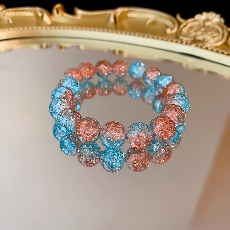 Cherry Blossom Glass Beaded Bracelet - Women's Colorful Niche Design, High-End Accessory Gift.