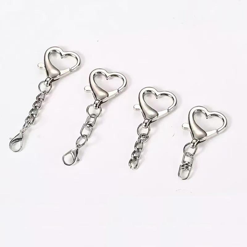 Zinc Alloy Heart Buckle Keychain with Rotating 8-Shaped Strap and 14mm Lobster Clasp for DIY Jewelry Accessories