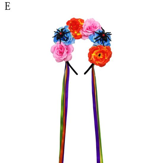 Women Headband Satin Colorful Flower Decor Hair Hoop Bright Color