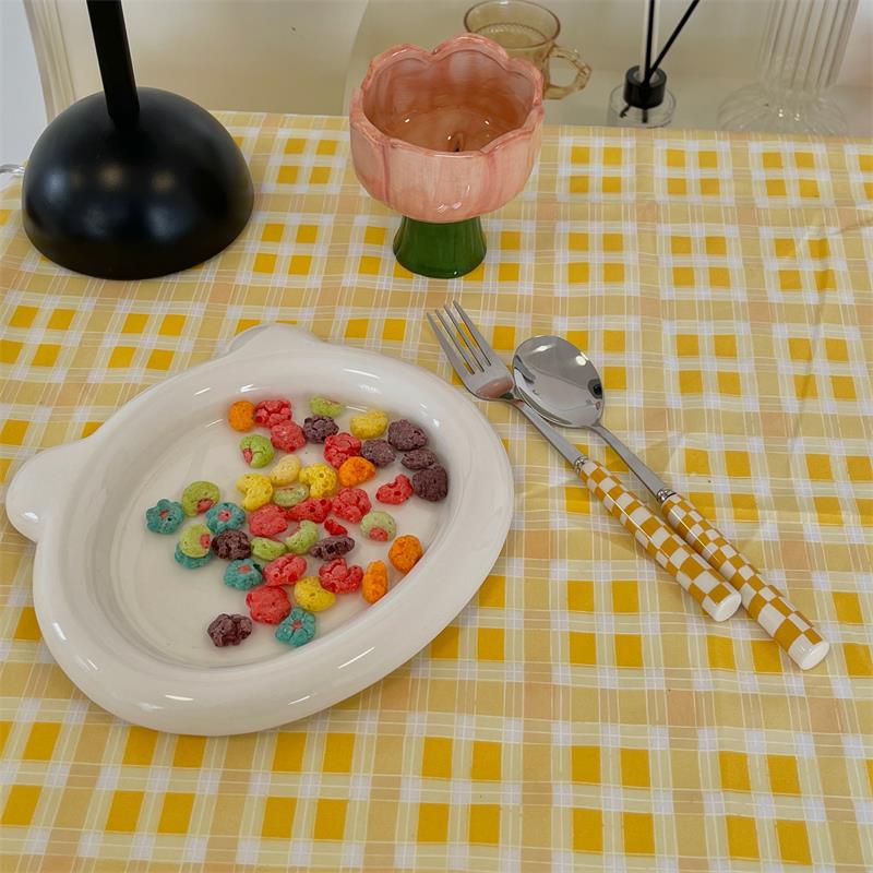 

Корейский стиль ins милая простая тарелка для толстых зубов, дорогостоящая тарелка для завтрака в виде медведя, тарелка для десерта, тарелка для фруктового салата