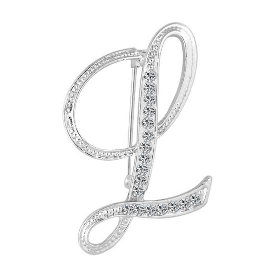 1 Pc Fashion Unisex Rhinestone English Letters Alphabet A-Z Brooch Pin Ornament