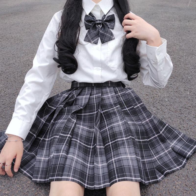 Ekose Etek Kadın Siyah Pileli Mini Etekler Kızlar için Japon okul üniforması Yaz