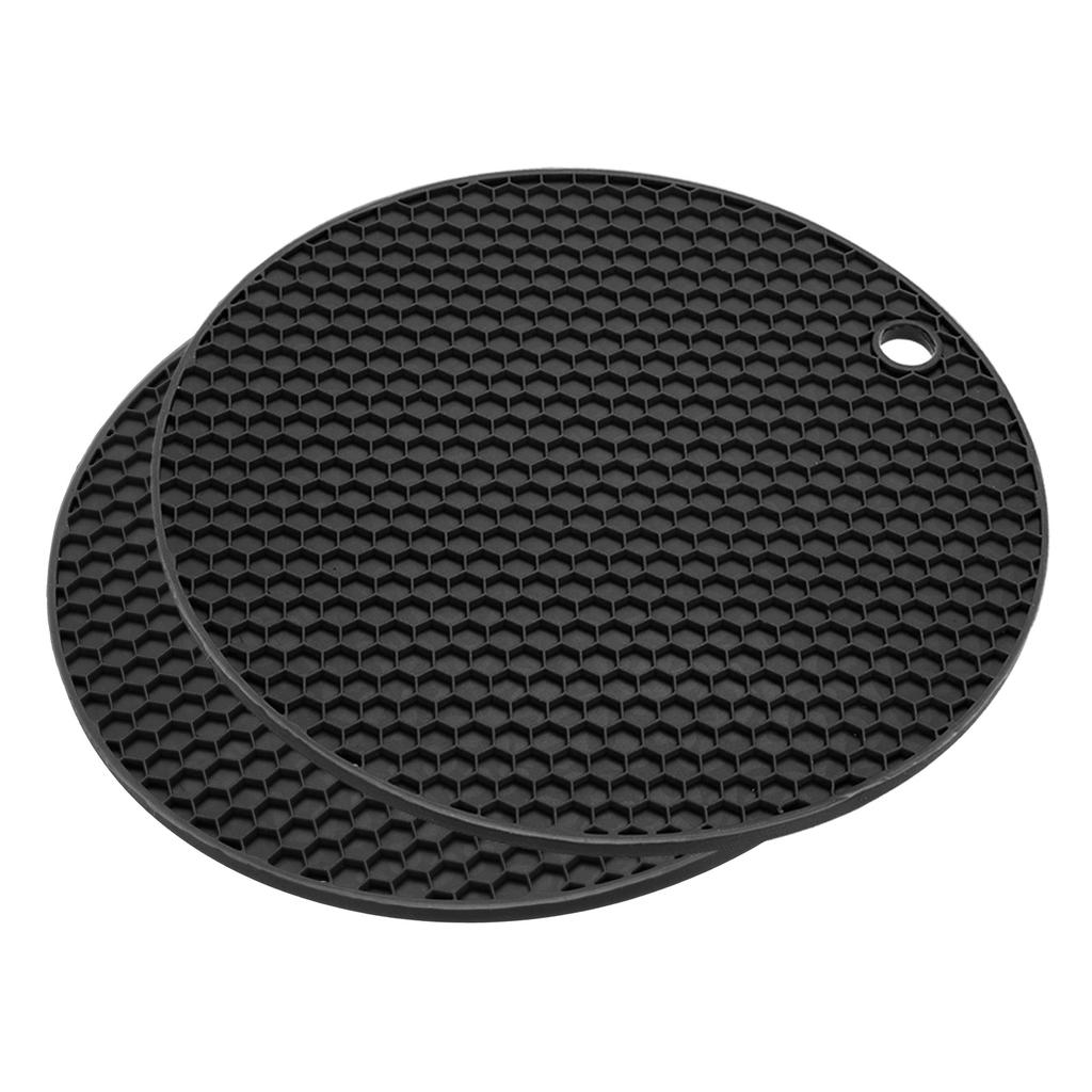 2pcs Uxcell Dish Drying Mat Set Round Silicone Reusable Drain Pad Heat Resistant Suitable for Kitchen Counter Fridge Drawer