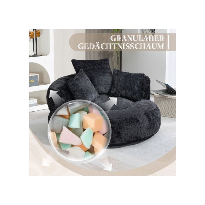 Futon Sofa - MUVOE - Lazy Boy - High Back - Black Chenille - Comfortable and Durable