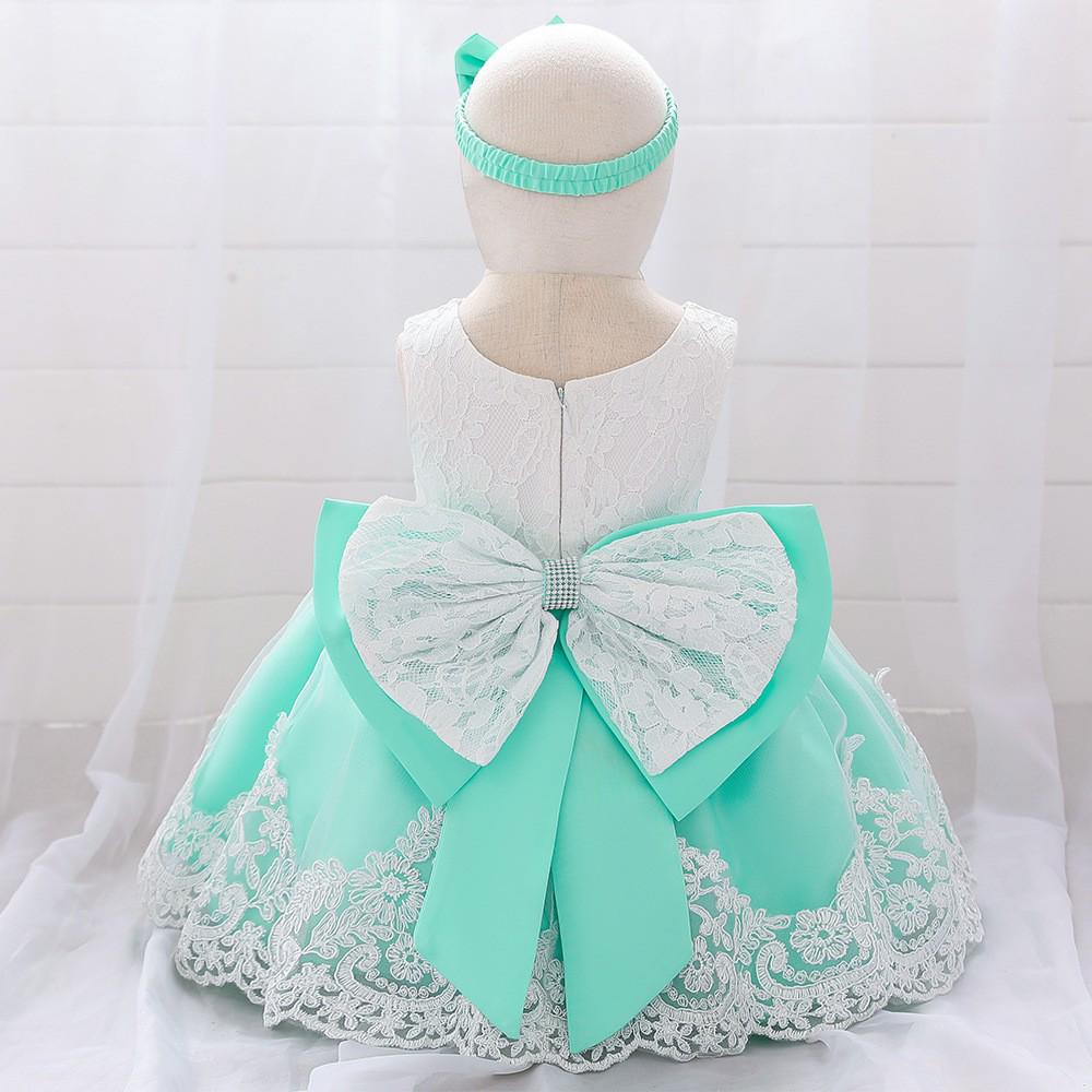 Infant Girls' First Birthday Lace Princess Dress with Bow