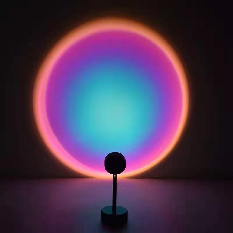 USB Sunset Rainbow Projector Atmosphere LED Night Light Home Coffee Shop Live Background Wall Decoration Projection Table Lamp