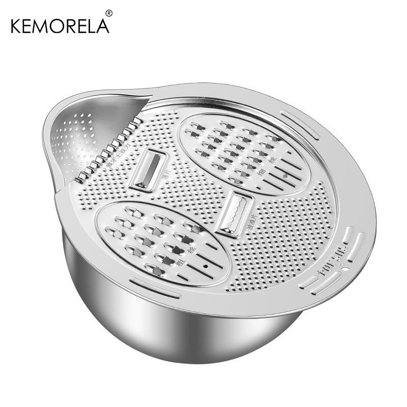 2 In1 Wash and Cut Vegetable Drain Bowl Stainless Steel 304 Rice Washing Bowl Fruit And Vegetable Strainer Kitchen Tool