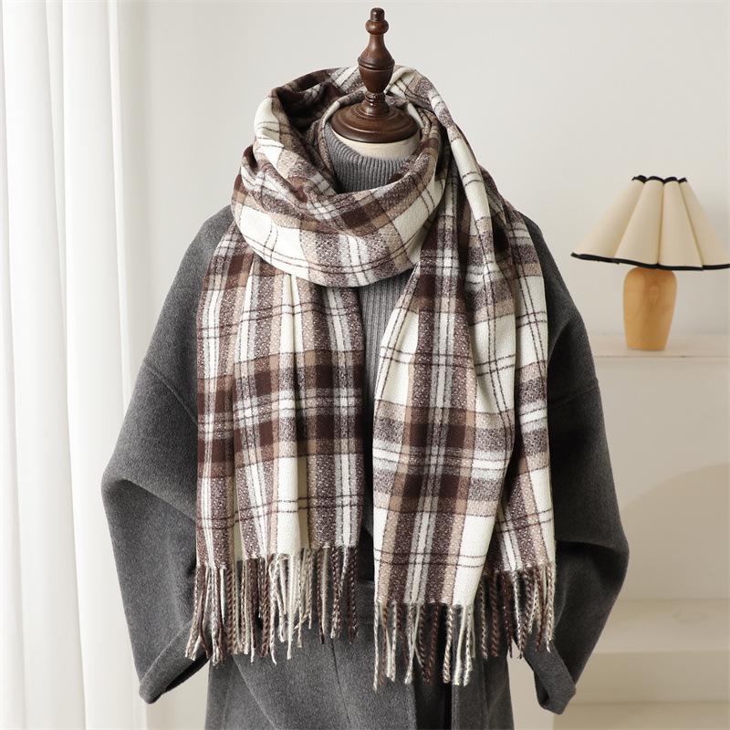 Designer Brand Plaid Cashmere Scarf for Winter Warm Pashmina Blanket Scarves Tassel Casual Bufanda Poncho Lady Wraps Shawls