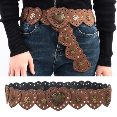 Exaggerated Cowboy Disc Belt Y2K Wide Disc Belt Y2K Hollow Disc Belt Hollow Belt  for Women
