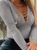 Women's Long Sleeve Top V Neck Elegant Commute Solid Chain T-Shirt