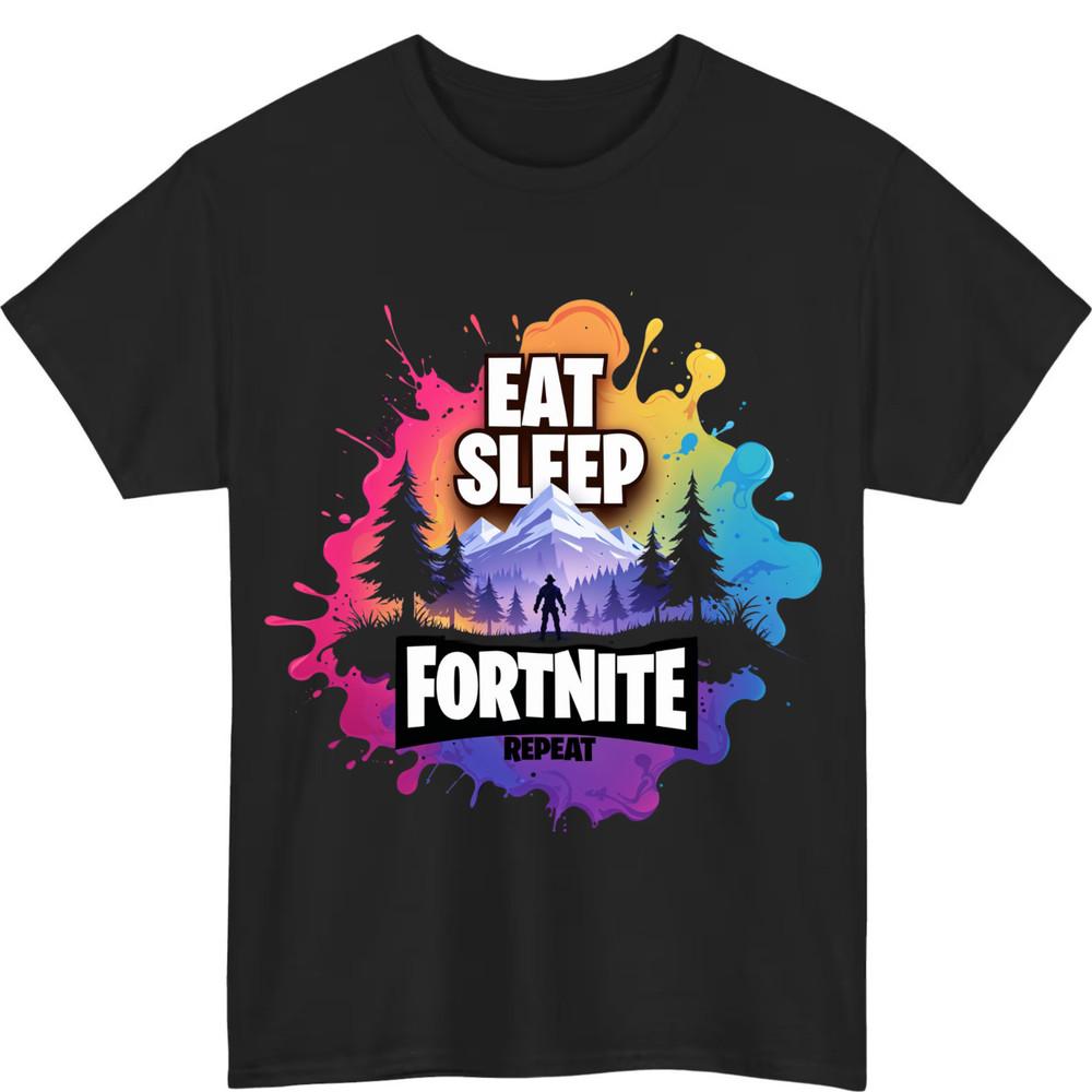 Eat Sleep Game Repeat Funny Gamer T-shirt Gift Boys Gaming Top