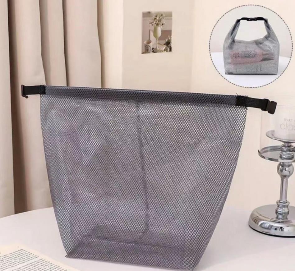 Waterproof Mesh Storage Bag Travel Makeup Bag Fitness Swimming Large Capacity Drawstring Bag Men Women Outdoor Toiletries Bag