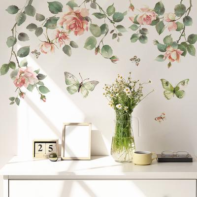 Yeşil Bitkiler Çiçekler Yapraklar Yatak Odası Oturma Odası Arka Duvar Peyzaj Duvar Çıkartmaları