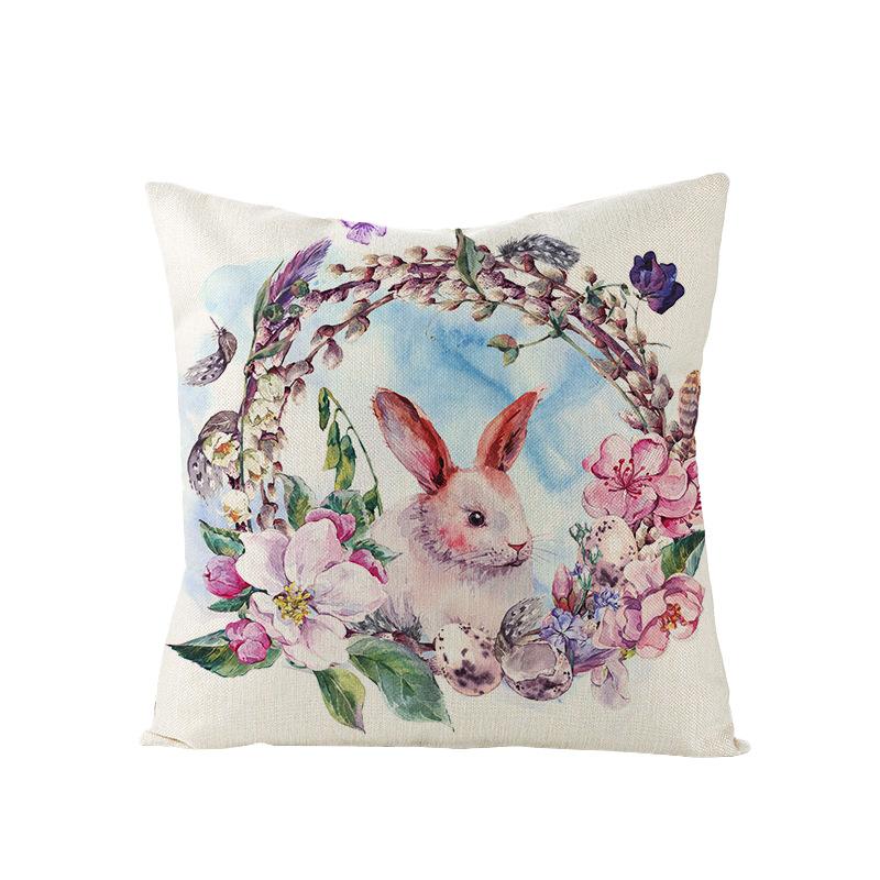 Watercolor Bunny Egg Easter Pillow Cover Nordic Office Sofa Polyester Cushion Cover Home Furnishings
