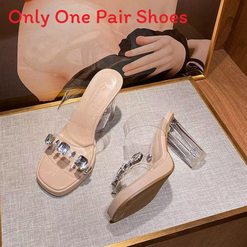 French Transparent High Heel Crystal Sandals With Pu Material For Elegant Summer Wear