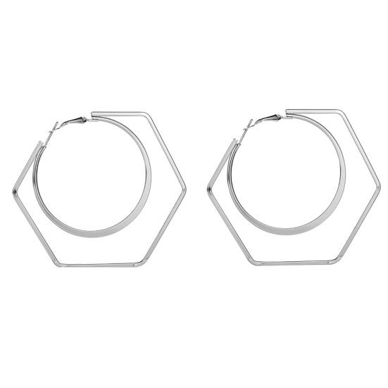 1 пара уникальных женских преувеличенных геометрических больших круглых шестиугольных серег-подвесок, ювелирный аксессуар для шопинга серебряный