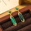 Qingdao Jewelry Elegant Emerald Green Teardrop Tassel Earrings - New Chinese Ethnic Style for Women
