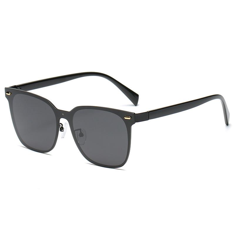 New women s polarized sunglasses, Korean-style trendy metal retro sunglasses, men s driving sunglasses Black Frame Black