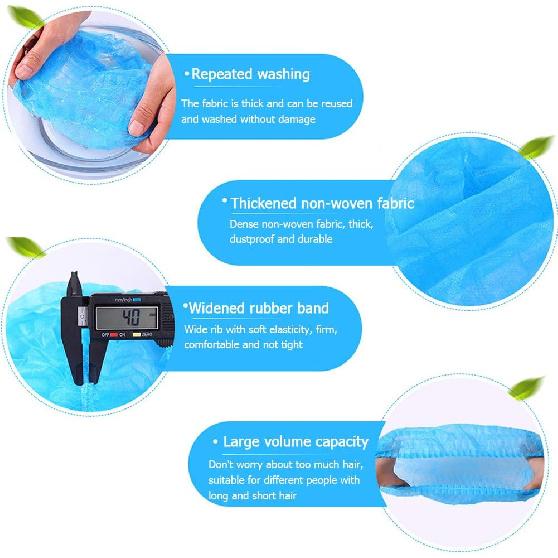 Tvoip 100 шт 19  Одноразовая шапочка Сетка для волос Шапочка для волос Защитная сетка от пыли Шапочка-буффант Нетканый головной убор Шапочка Эластичная Чистящая Защита для волос Шапочка